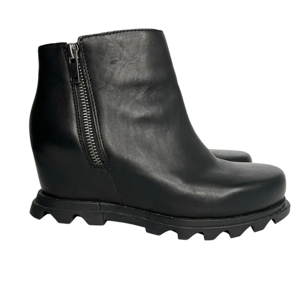 Sorel Joan of Arctic Wedge III Zip Leather Waterproof Boots Black Size 8.5 - Picture 5 of 16